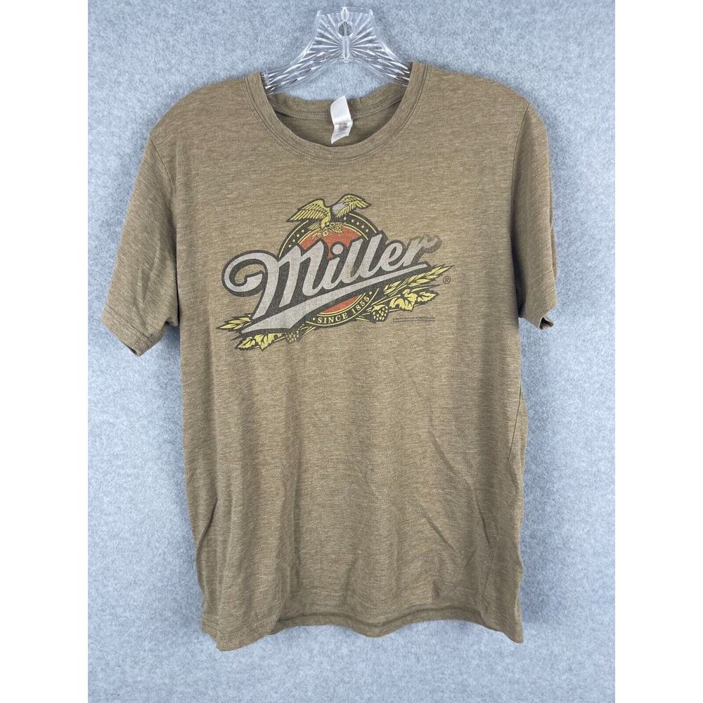 Miller Beer T Shirt Men's Size S‎ Brown Breweriana Bar
